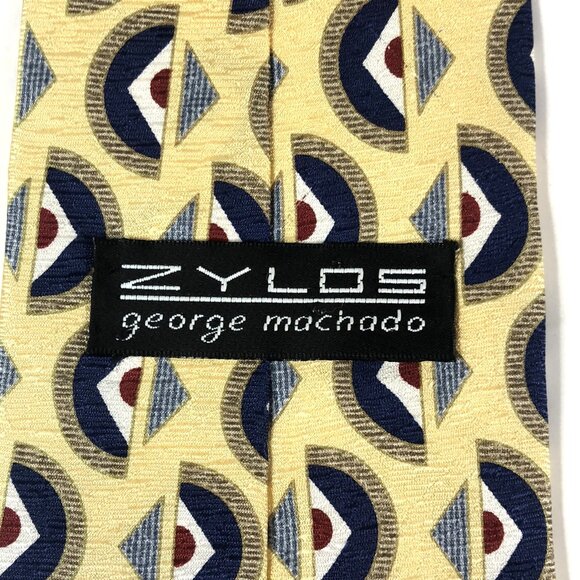 Vintage George Machado ZYLOS Silk Necktie RAF Roundel Aviation Geometric Tie USA - Picture 6 of 6